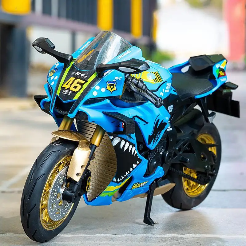 

1:10 Yamaha YZF R1M масштаб сплава модель мотоцикла литая под давлением игрушечный автомобиль моделирование звука и свет отказов внедорожный автоцикл сбор