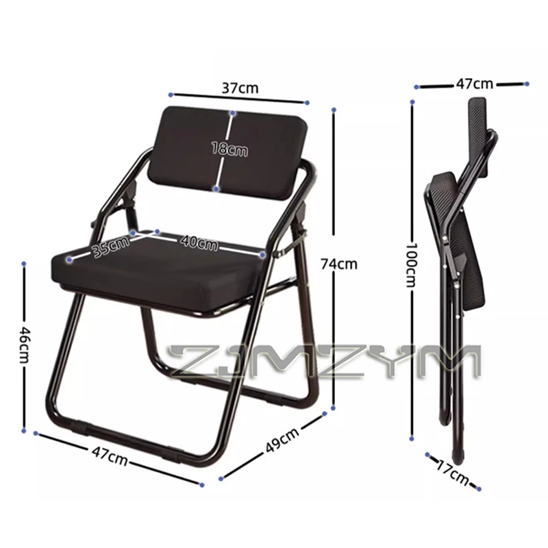 Folding Office Chair with 5cm Thick Sponge Cushion, Ergonomic Foldable Desk Chair, Fold Up Chair for Home Office, Meeting Room
