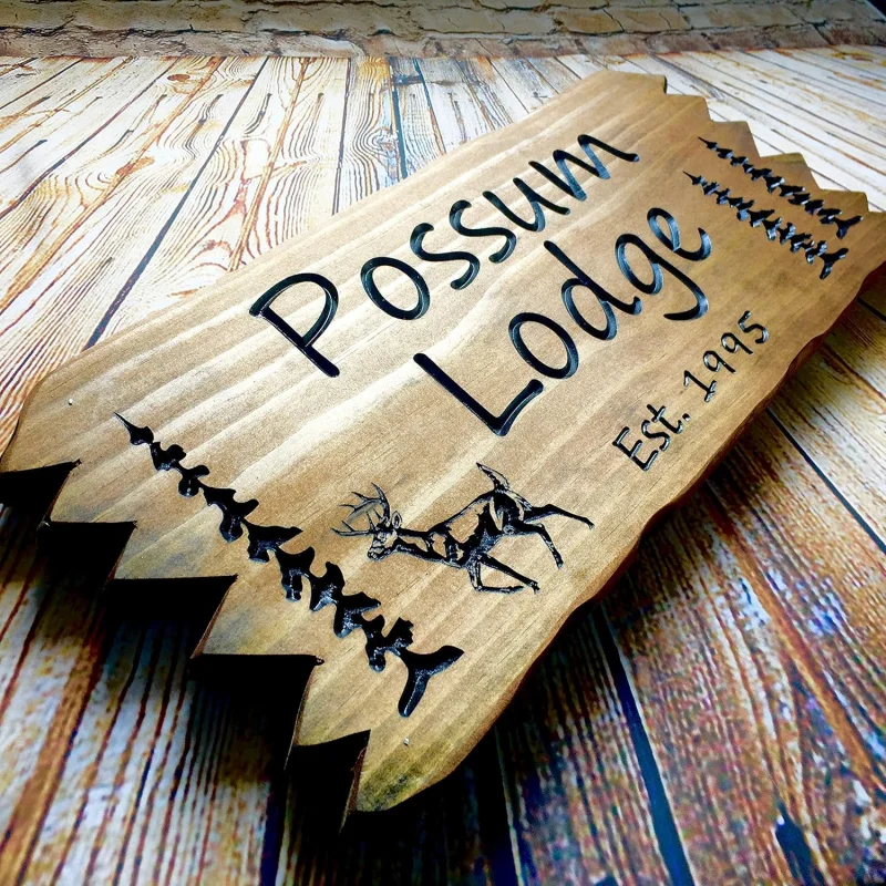 Custom cabin Sign Personalized Wooden Carved Last Name Outdoor Camping Sign : Home & Kitchen