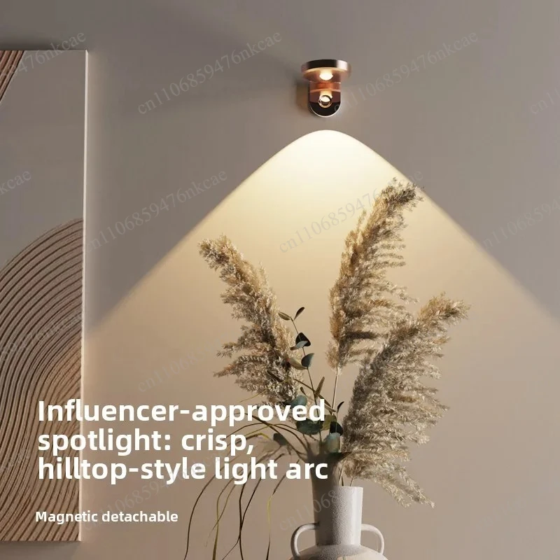 Induction Wall Spotlight Rechargeable Wireless Remote Control Punch-Free Background Painting Light