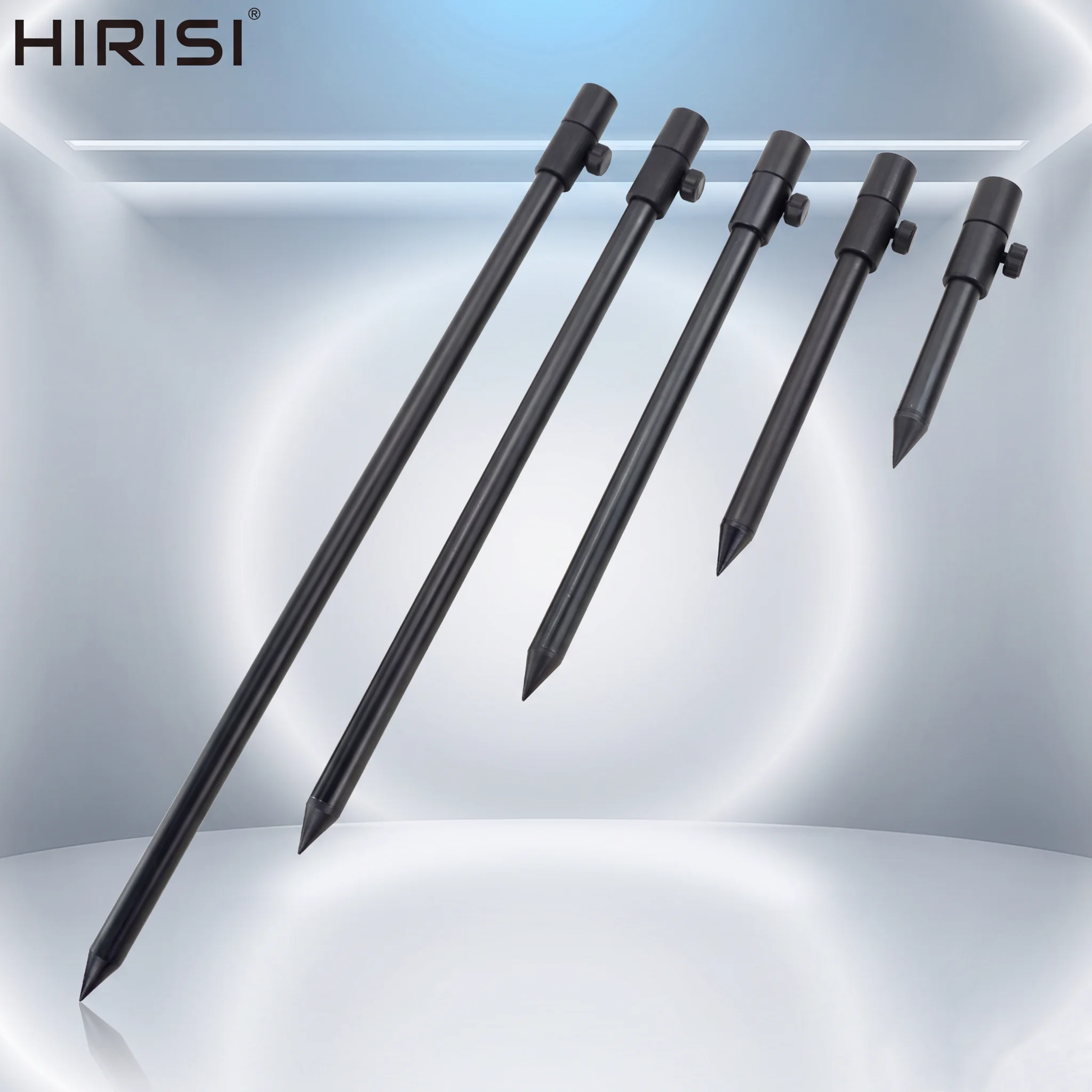 Hirisi 2pcs Carp Fishing Bank Sticks Aluminium Black Rod Pod Diameter 16mm Fishing Accessories