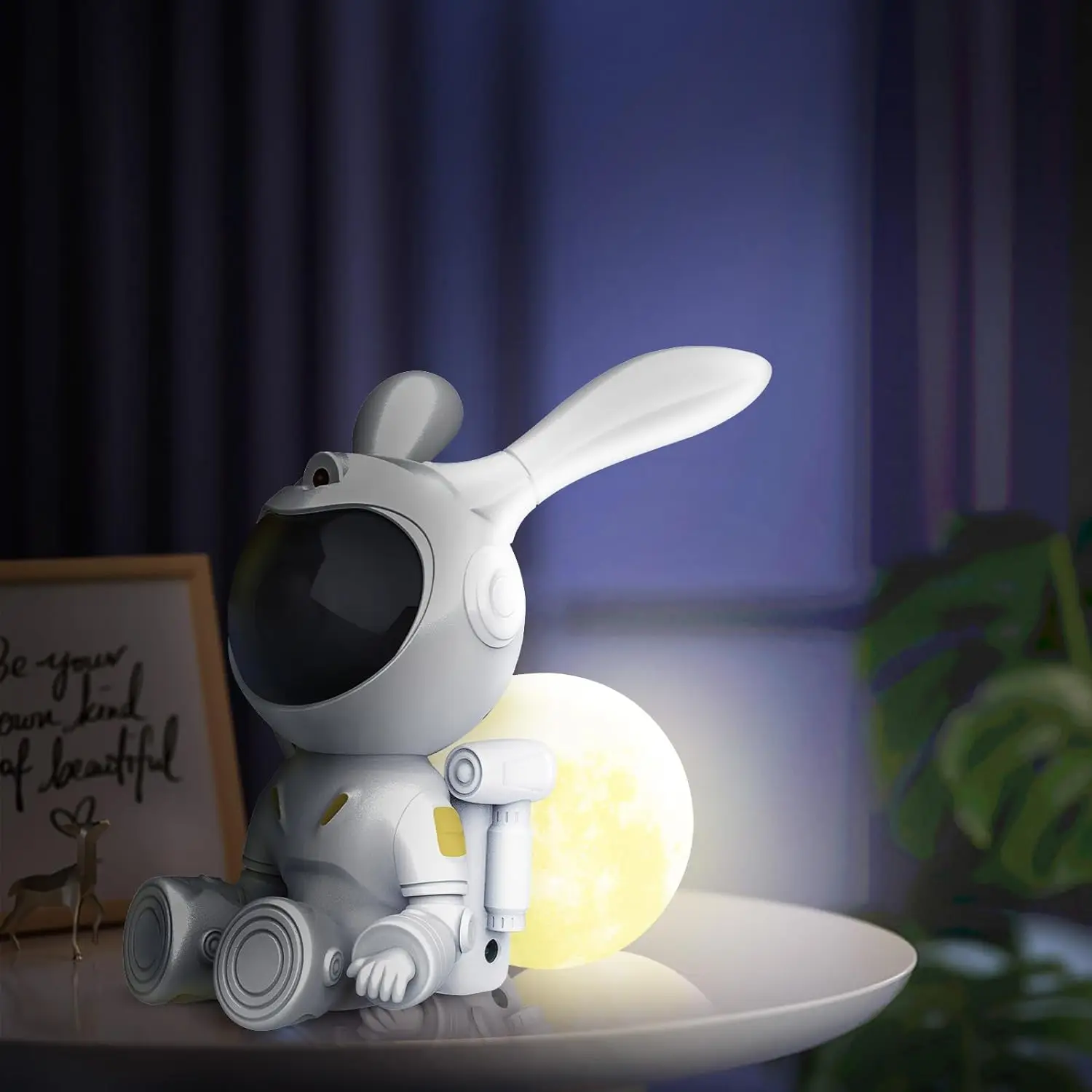 2024 new moon rabbit starlight projection lamp 5V-USB plug-in with remote control bedroom nightlight star laser atmosphere lamp