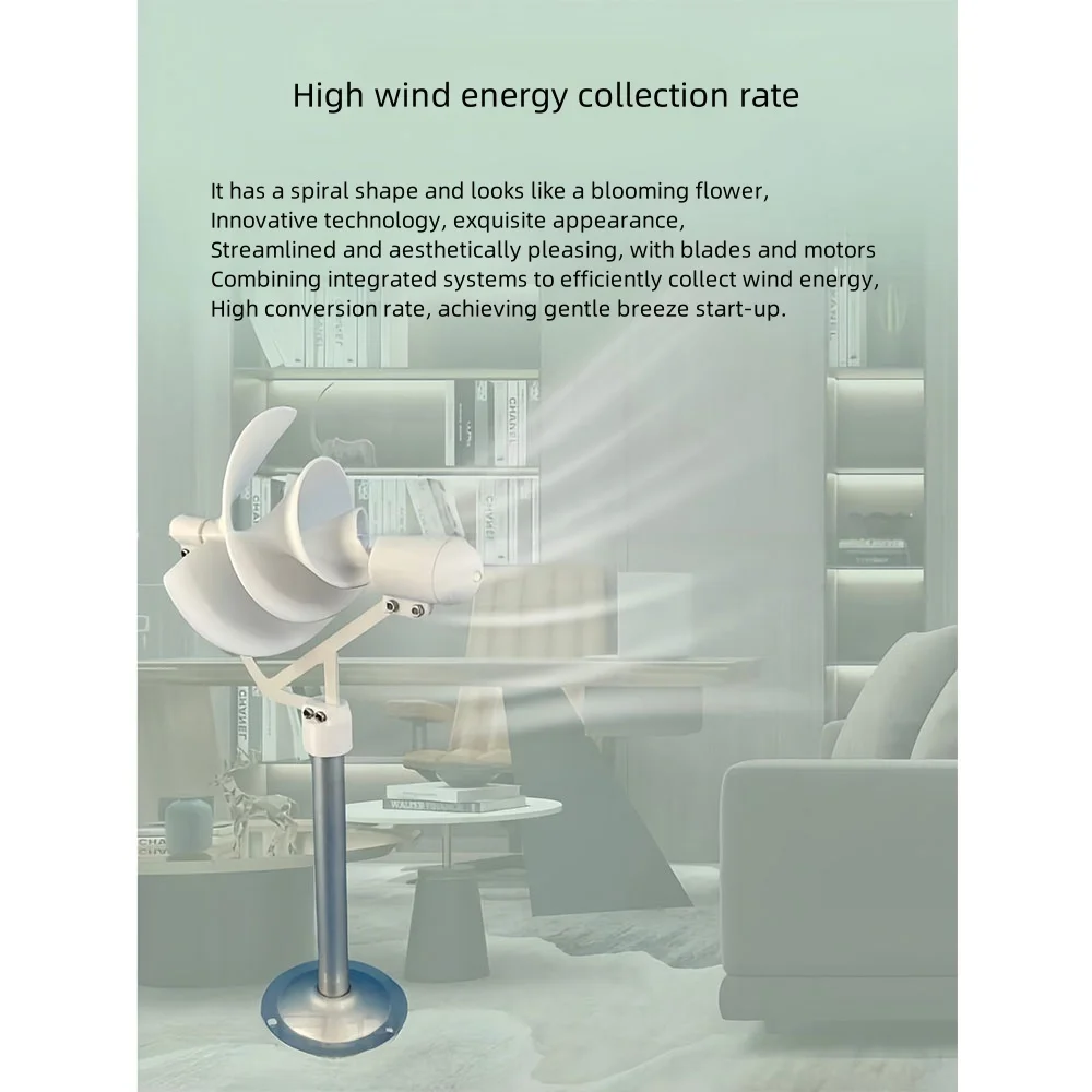 New 1-10W Miniature Spiral Wind Turbine Scientific Experiment Power Lamp White Solar Wind Generator Model with LED Light 320mm