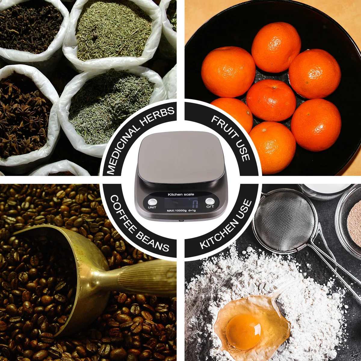 

1pc 10Kg/1G Rechargeable Digital Kitchen Scale Stainless Steel Food Scale Precision Lcd Display Lightweight Portable Smart