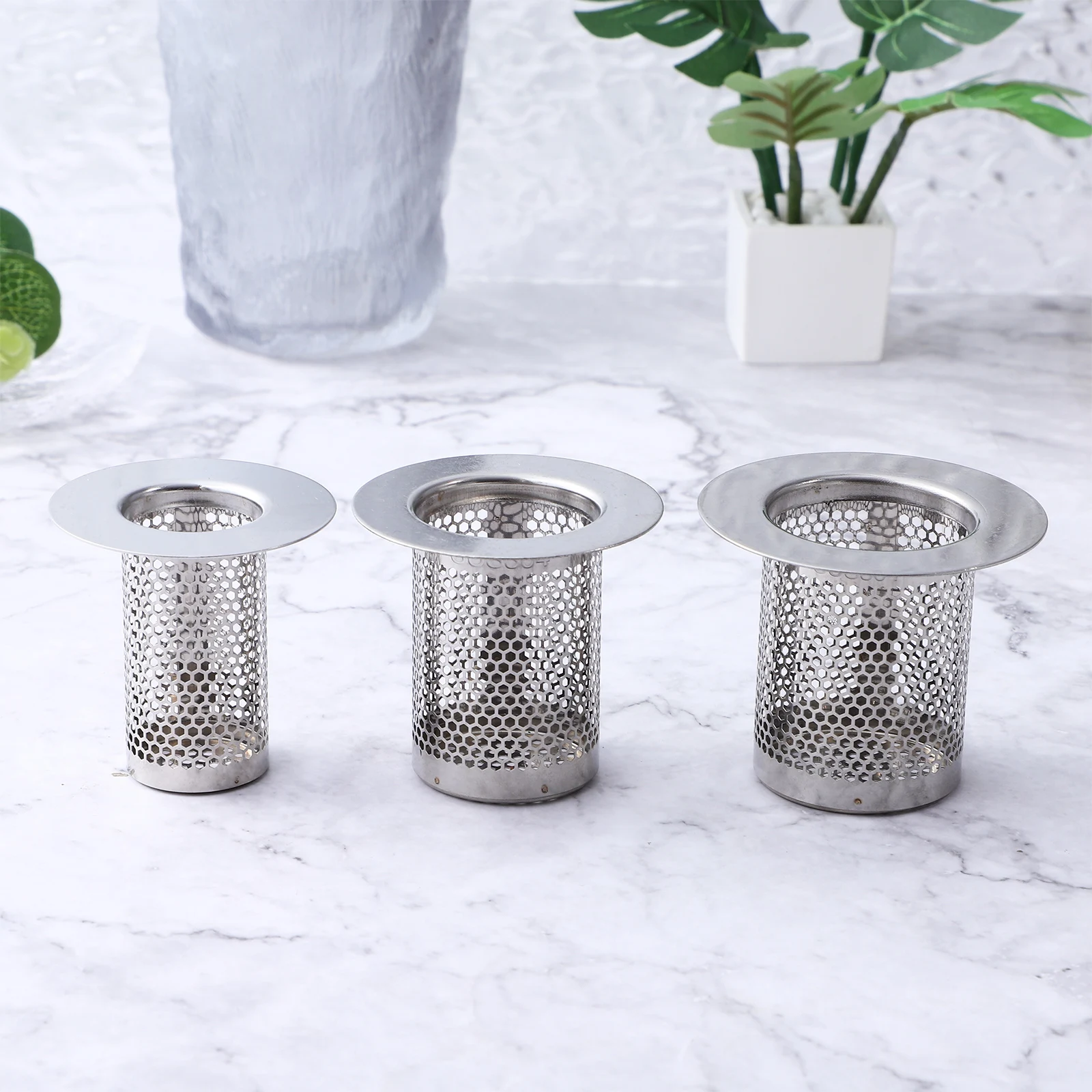 

304 Stainless Steel Floor Drain Filter Small 1 Medium 1 Large Short Size Strainer Hair Catcher Shower Bath Sink Drainage Screen