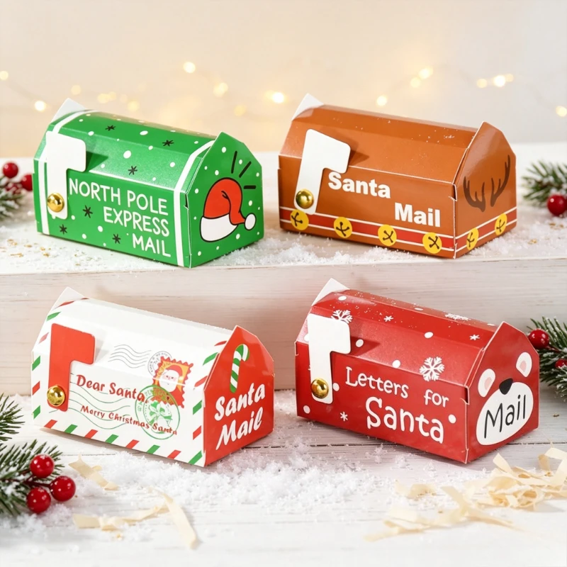 6pcs Christmas Mailbox Shape Candy Gift Box Xmas Cookie Snack Packing Box Bag Navidad Noel Christmas Home Decor New Year Gifts