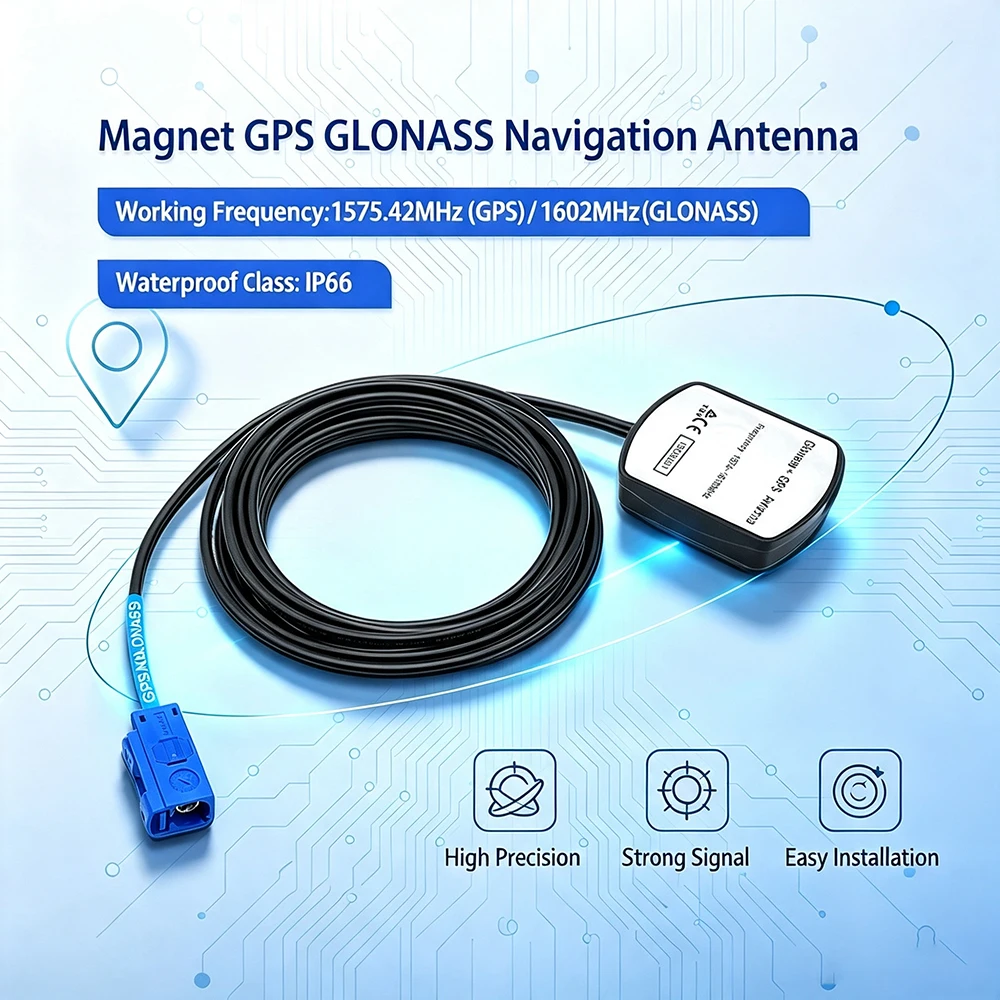 Active GNSS GPS GLONASS Antenna with Fakra C Blue Connector, Suitable for Volkswagen, Audi, Skoda, Mercedes-Benz, Ford, Chevrole