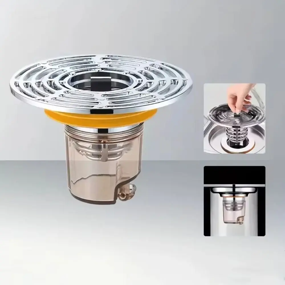 Self-Closing Floor Drain Core Large Filter Screen Sealing Cover Bathroom Sewer Device Odor Prevention Shower Drain Filter Shower