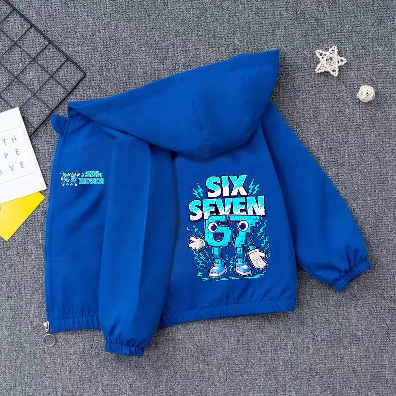 Steal A Brainrot Jacket Autumn Spring Boys Girls Windbreaker Hooded Clothes Cartoon 67 Six Seven Long Sleeve Thin Jacket Gifts