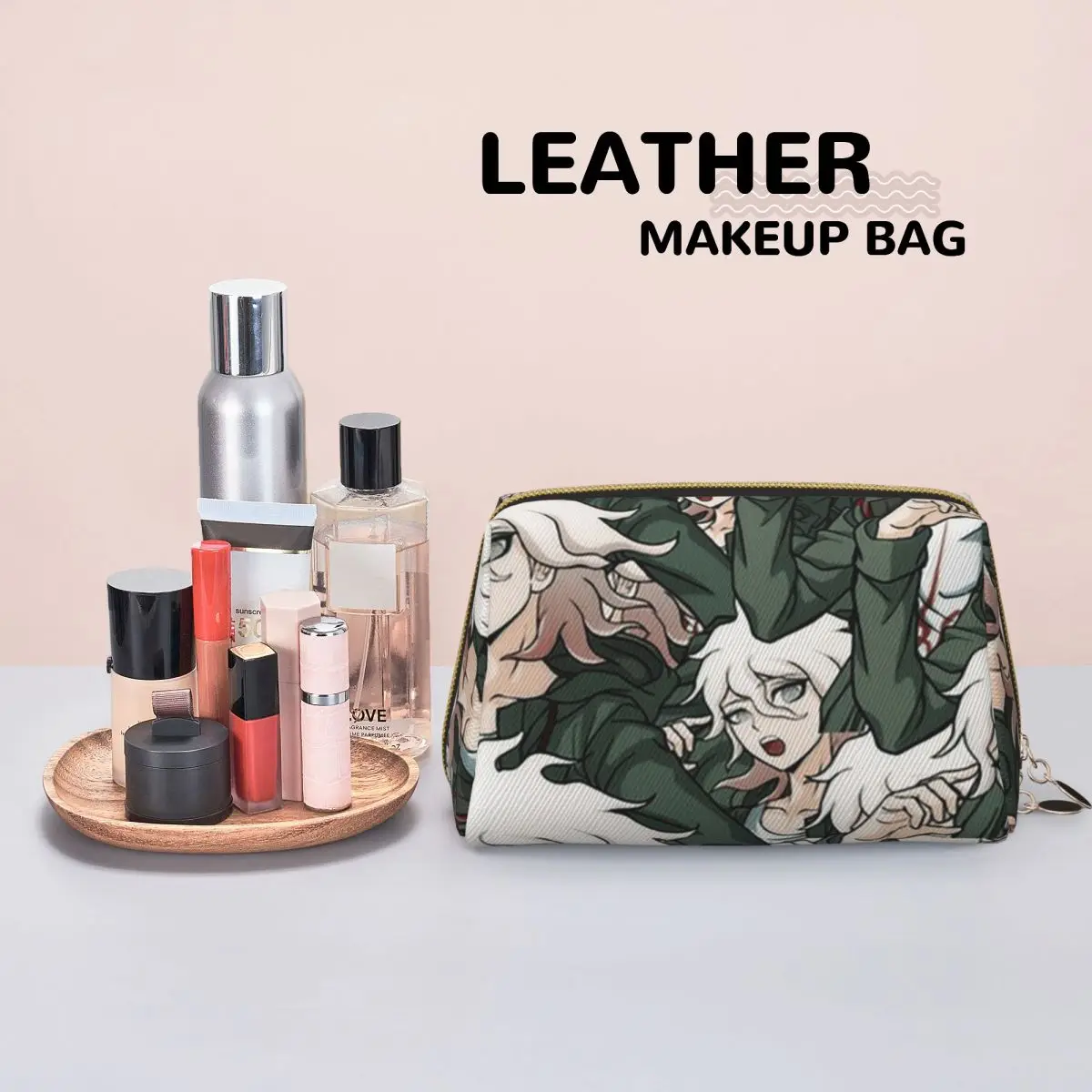 Nagito Komaeda Gun Manga Danganronpa Game Women Cosmetic Bags Travel Makeup Organizer Pouch Toiletry Storage Dopp Kit Box