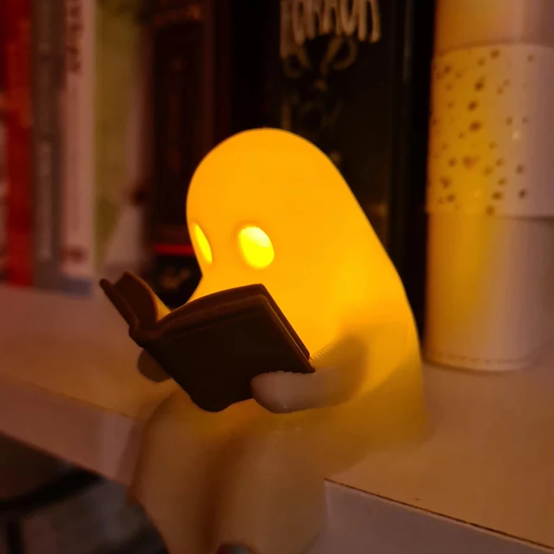 Ghost 3D Printed Night Light, Halloween Spooky Cute Desk Lamp Kids Room Creepy Atmosphere Light Home Bedroom Decoration Gift