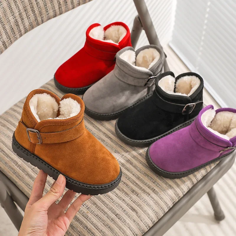 Warm Girl Boots Fashion Casual Comfort Snow Boot Anti Slip Fleece Girl Shoe Simple Daily Cotton Boot Classic Versatile Kid Shoes