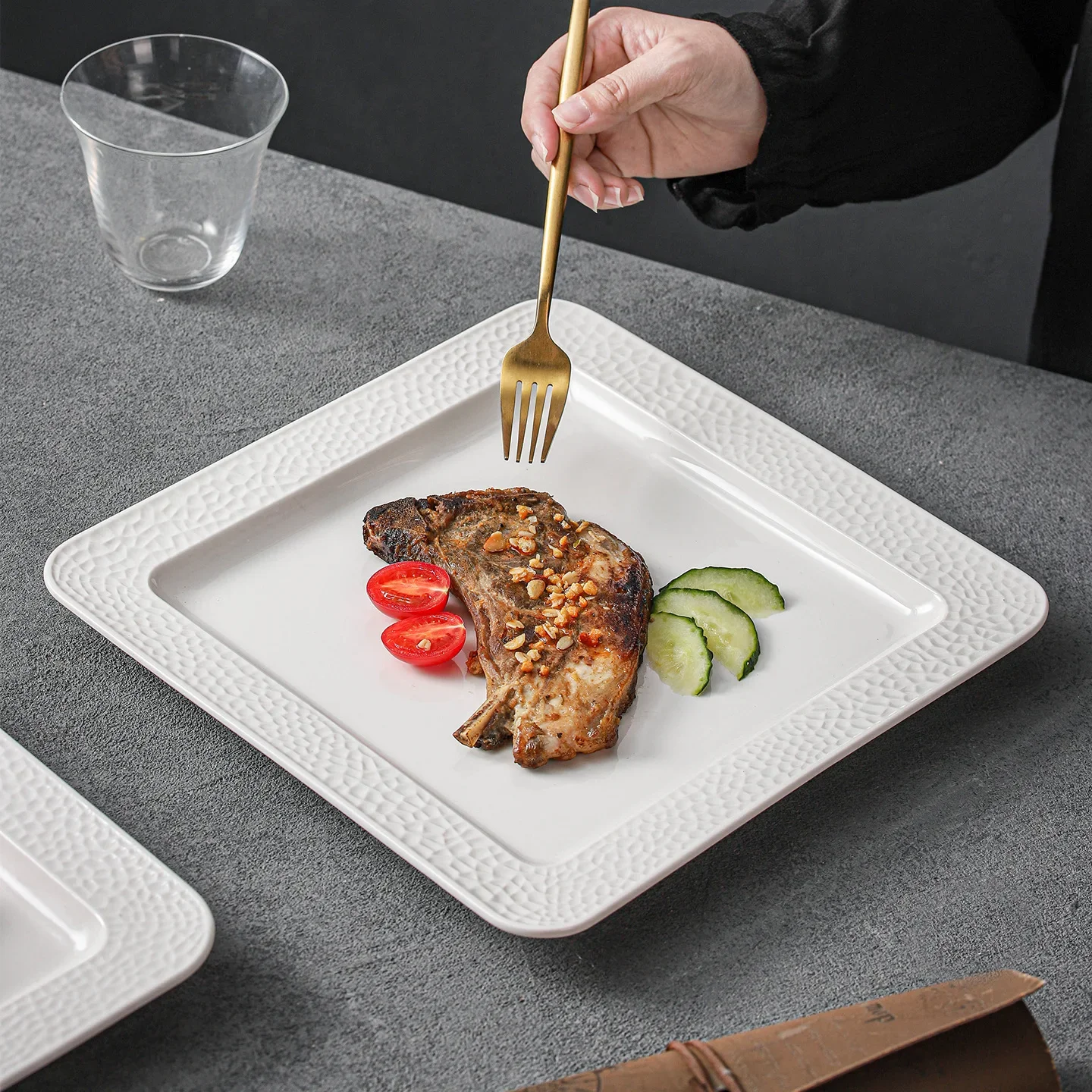 Hotel Minimalist Shallow Plate Creative Features Chinese Ceramic Artistic Conception Cold Dish Tableware Household Plates G