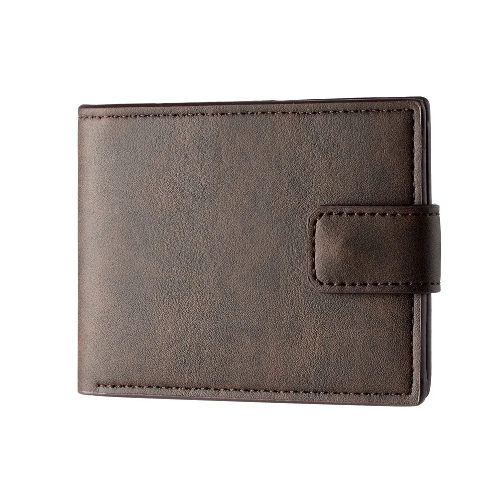 Vintage PU Leather Men's Wallet Button Closure Compact Design Short Wallet Multiple Card Slots Card Wallet For Men