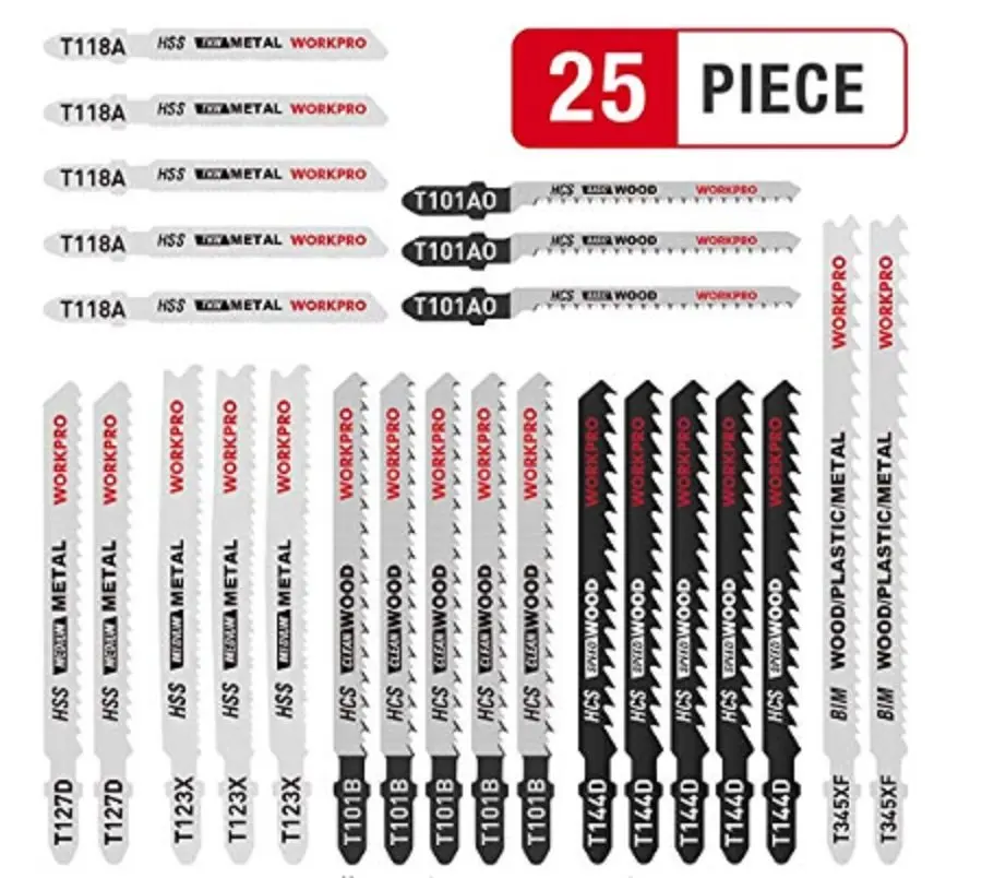 25Pcs Jig Saw Blade Metal Steel Jigsaw Blades Straight Cutting Tools Wood Assorted Saw for Woodworking Cutting Power Tool Saw