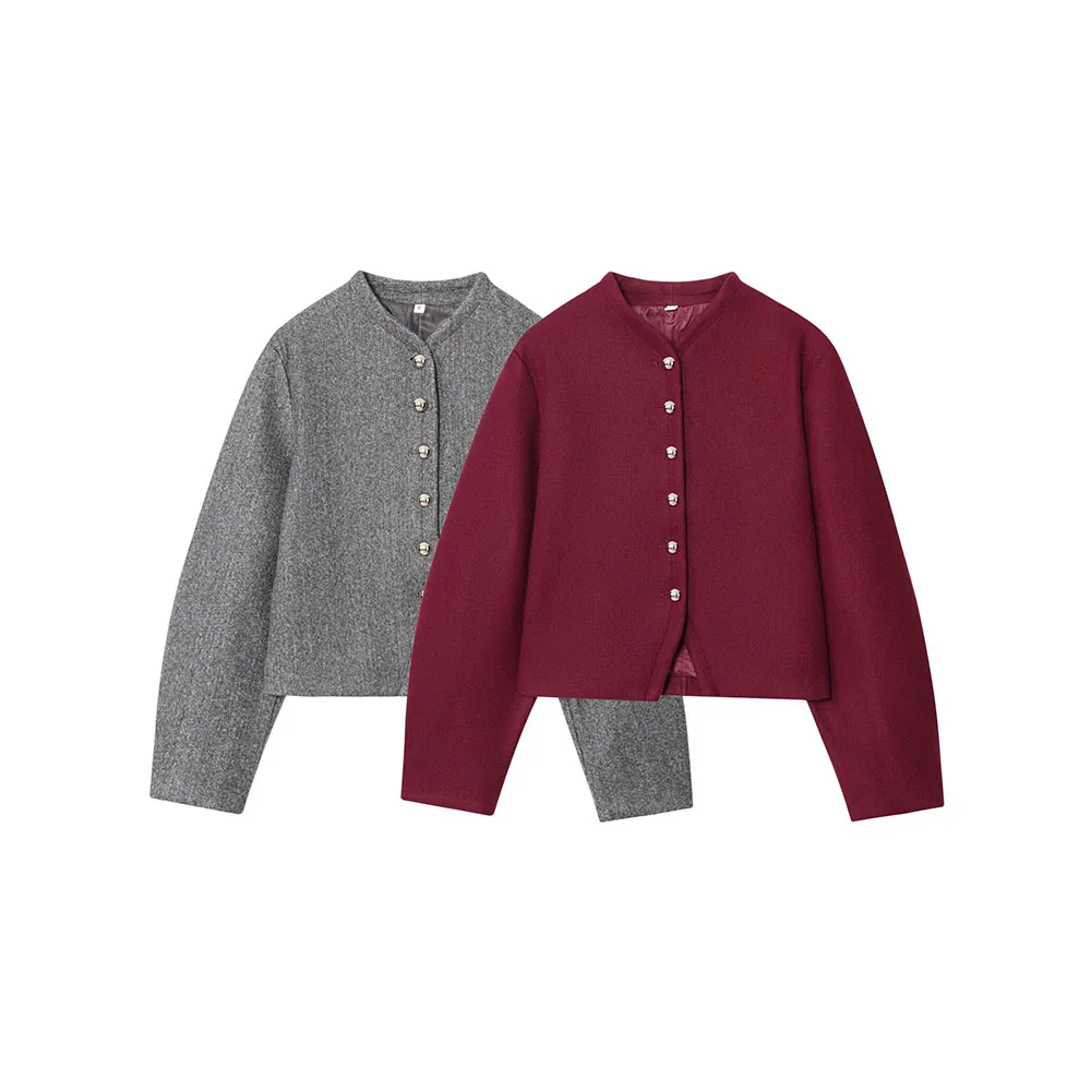 

Autumn new women's clothing fashion simple button decoration long sleeved jacket