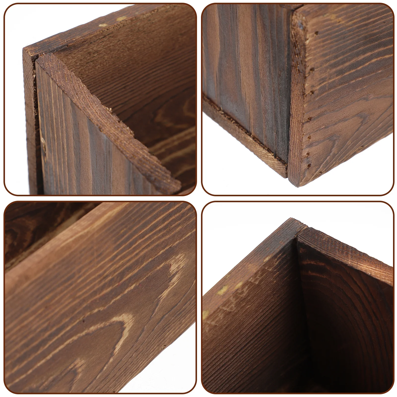 

Carbonized Wood Flower Box Rustic Succulent Pot Natural Wooden Plant Container Vintage Garden Decor Home Office Balcony Wooden