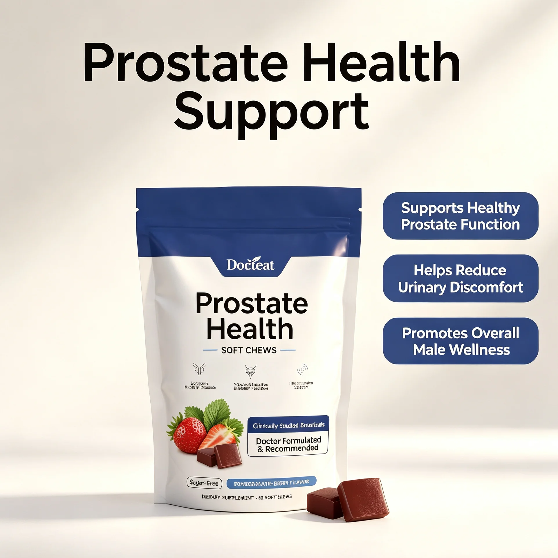 Sugar Free Prostate Support Gummies Herbal Nutrient Formula Supports Men Healthy Prostate Function Daily Wellness Supplement