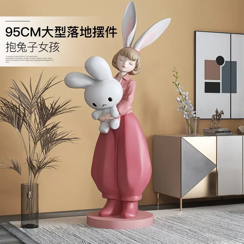 

Bunny Girl Welcome Living Room Large Floor Ornaments Sofa TV Cabinet next to Wedding Gifts for Newcomers
