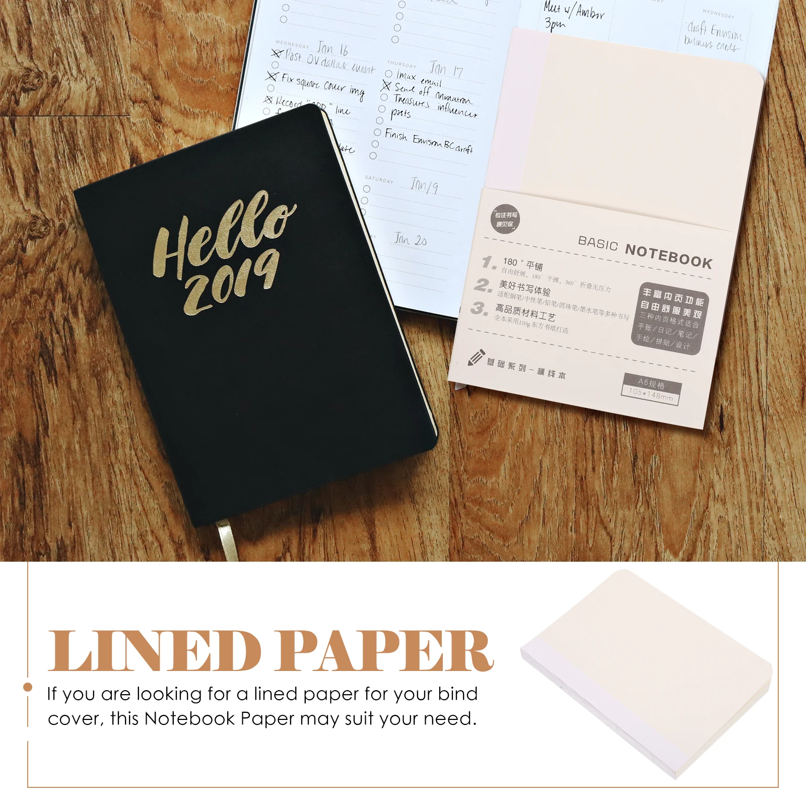 

1 Book A6 Refill Paper Lined Notebook Replacement Sheets Smooth Writing No Bleed Strong Durability for Daily Notes Planner