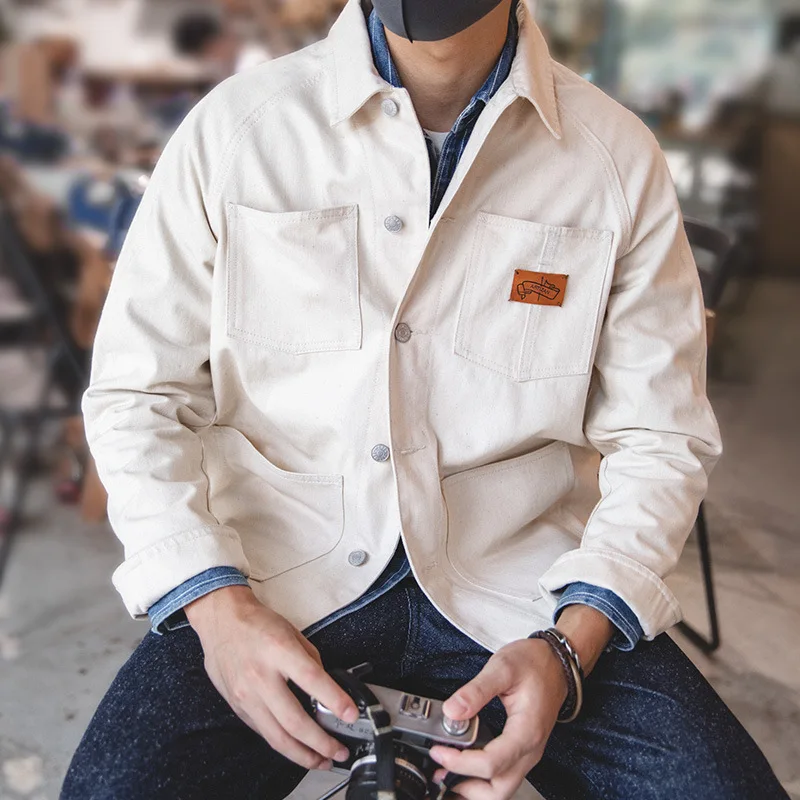 

Мужская джинсовая куртка Maden в стиле ретро, повседневная, приталенная, белая, осенняя, молодежная, модная верхняя одежда