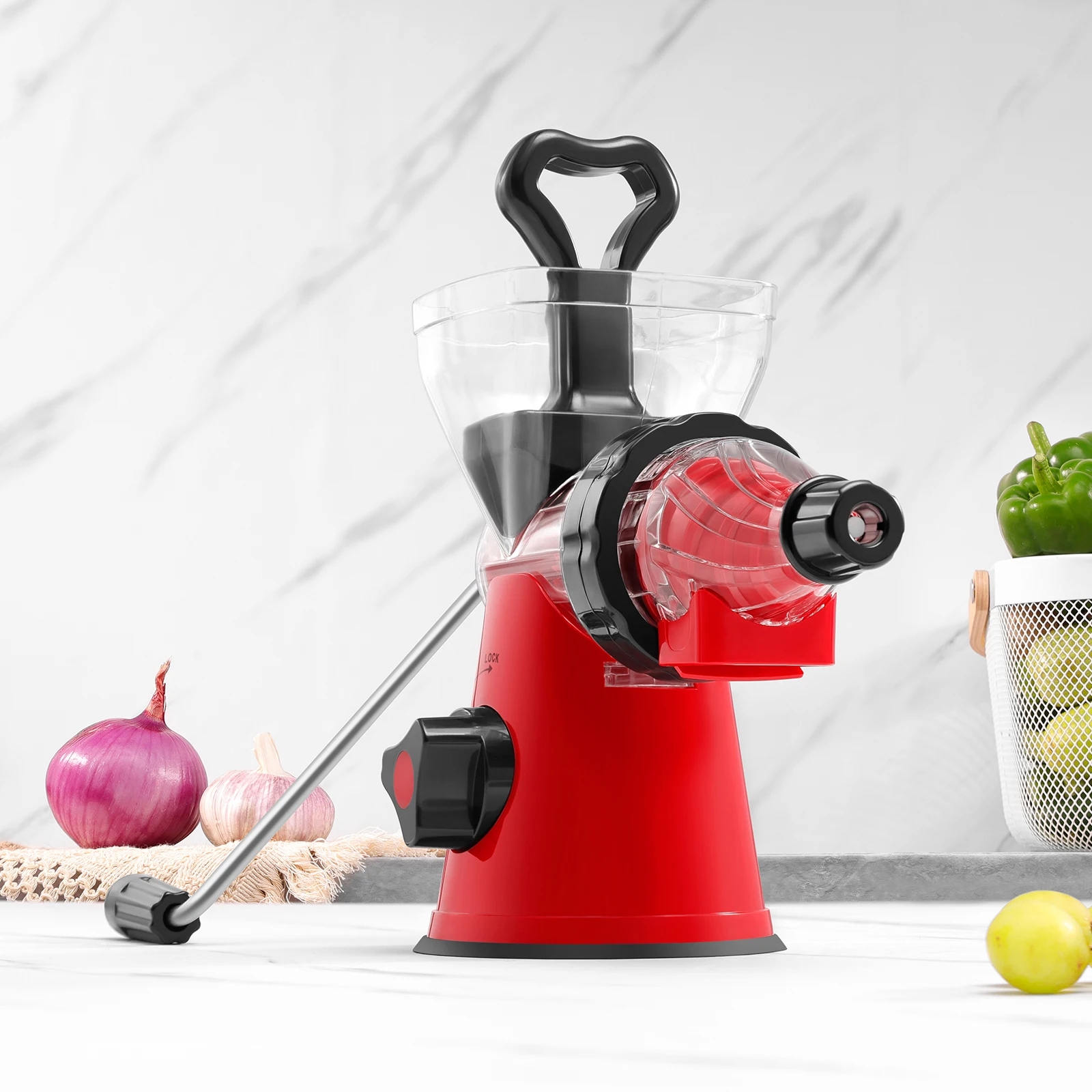 

Hand Operated PP Plastic Fruit Press & Orange Juicer with Stainless Steel Blade Portable Blender Dishwasher Safe