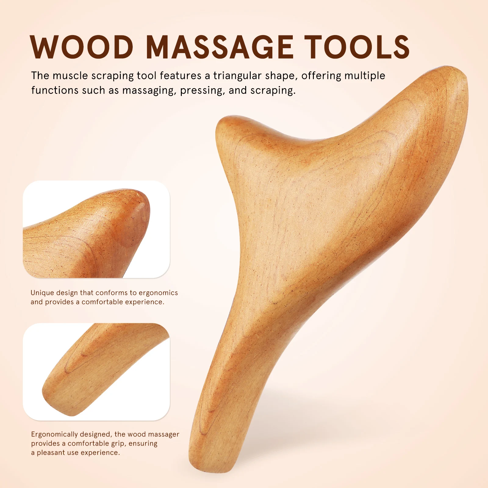 

Thai Wood Massager Muscle Scraping Tool Triangular Shape Wood Gua Sha Tool for Neck Back Shoulder Foot Massage