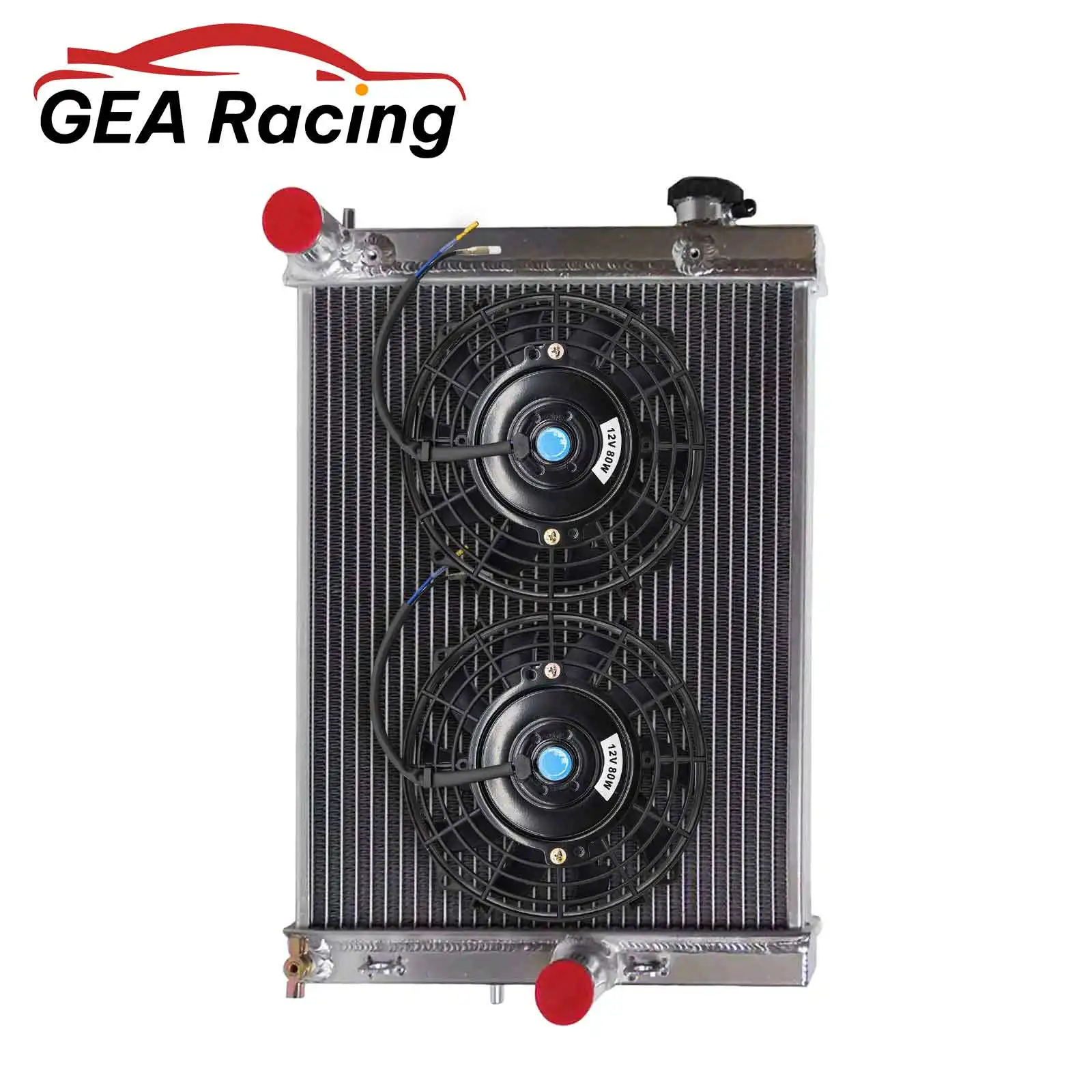 

3 Row Aluminum radiator + Fans for 2001-2007 Mitsubishi Lancer Evolution 7/8/9 Half-Size MT