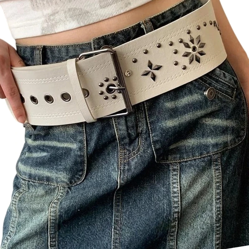 Cintura design a rivestimento con fibbia con fibbia con fibbia in cintura a fibbia larga per donne adolescenti 6xda