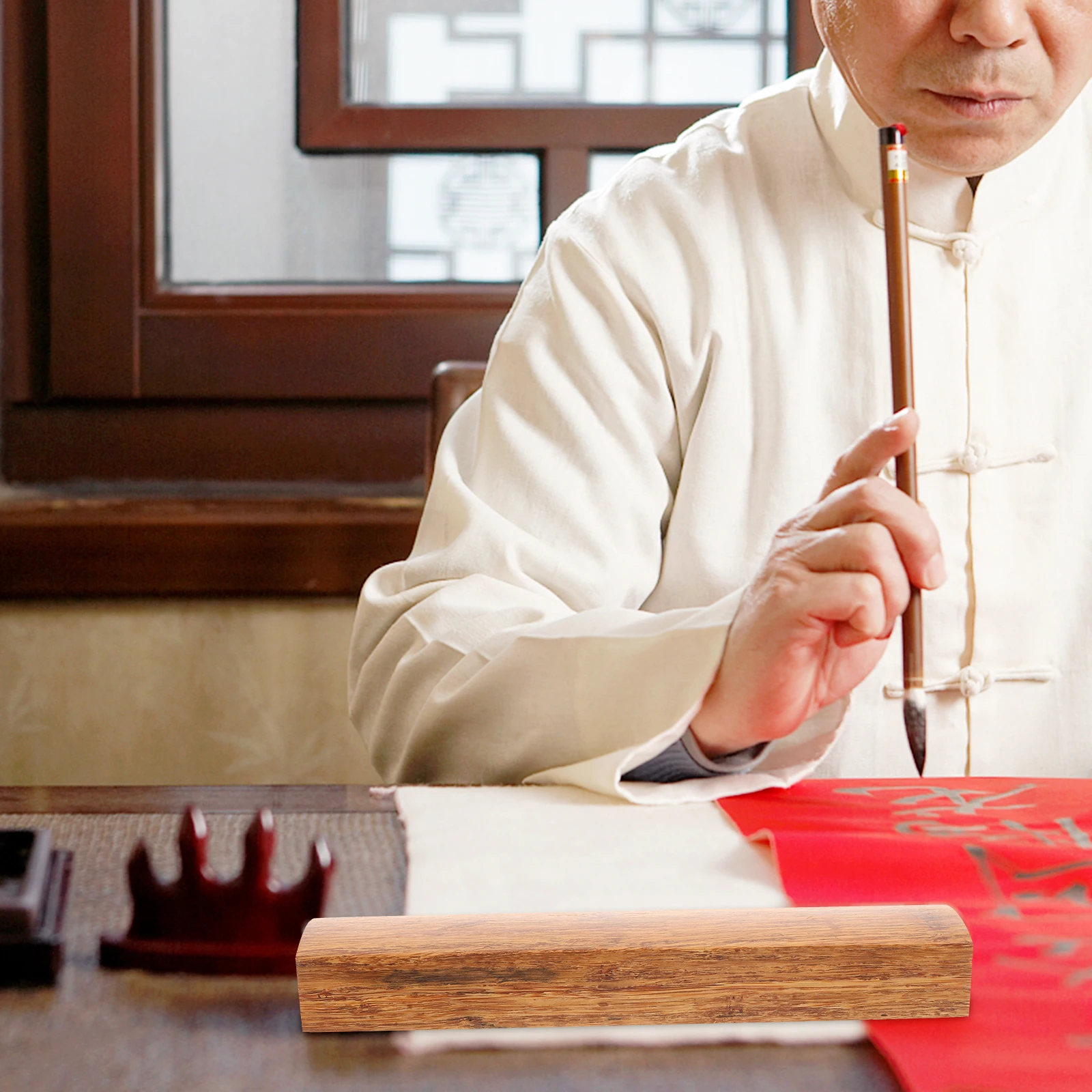 

2 Pcs Chinese Calligraphy Four Treasures of Study The Footsteps Office Paperweight for Bamboo