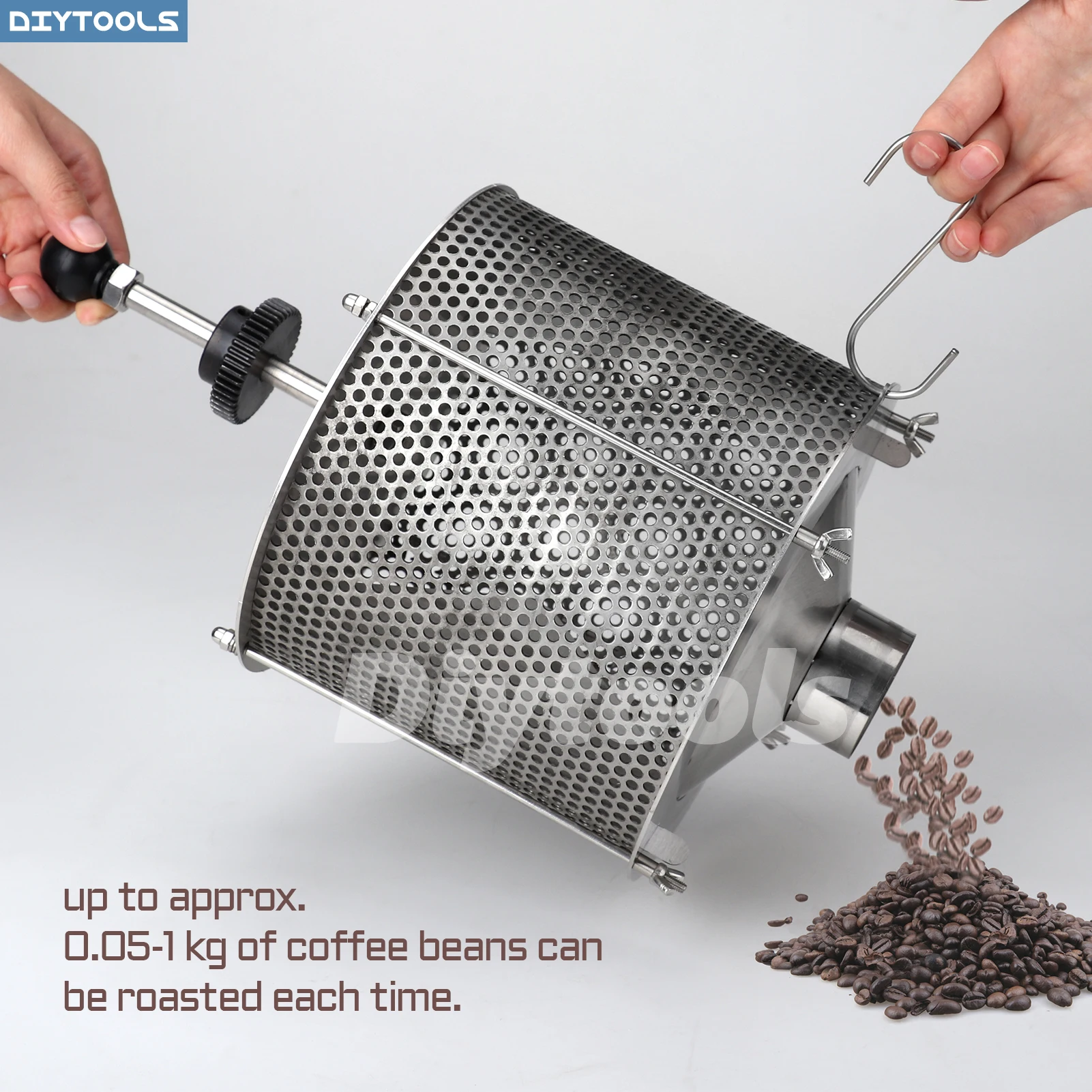 Torrador de café 3.8L Torrador compacto Forno de cerâmica a gás Aquecimento doméstico Fritura de grãos coagulação Elétrica Assadeira doméstica Máquina de assar Curva de grãos Aço inoxidável Visível Pode fritar alimento