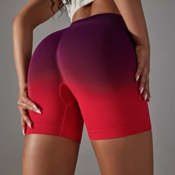 Gradient Seamless Yoga Shorts Women Sports Shorts High Waist Hip Lift Breathable Shorts Fitness Workout Running Push Up Shorts