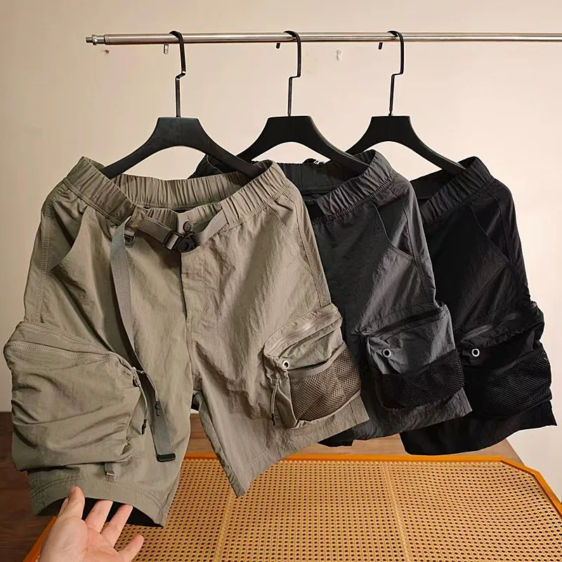 

Qui Dry Sports orts Men's Summer Thin Faion Heavy Function Mid-ket Five-Part Casual Pants Loose Fit Straight Leg