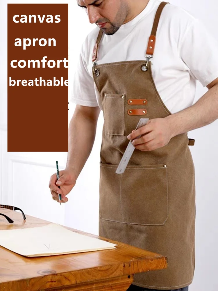 

Outdoor Camping Canvas Dust Apron, Barbecue, Barista, Bar, Carpenter, Kitchen, Restaurant Work Apron, Supplies