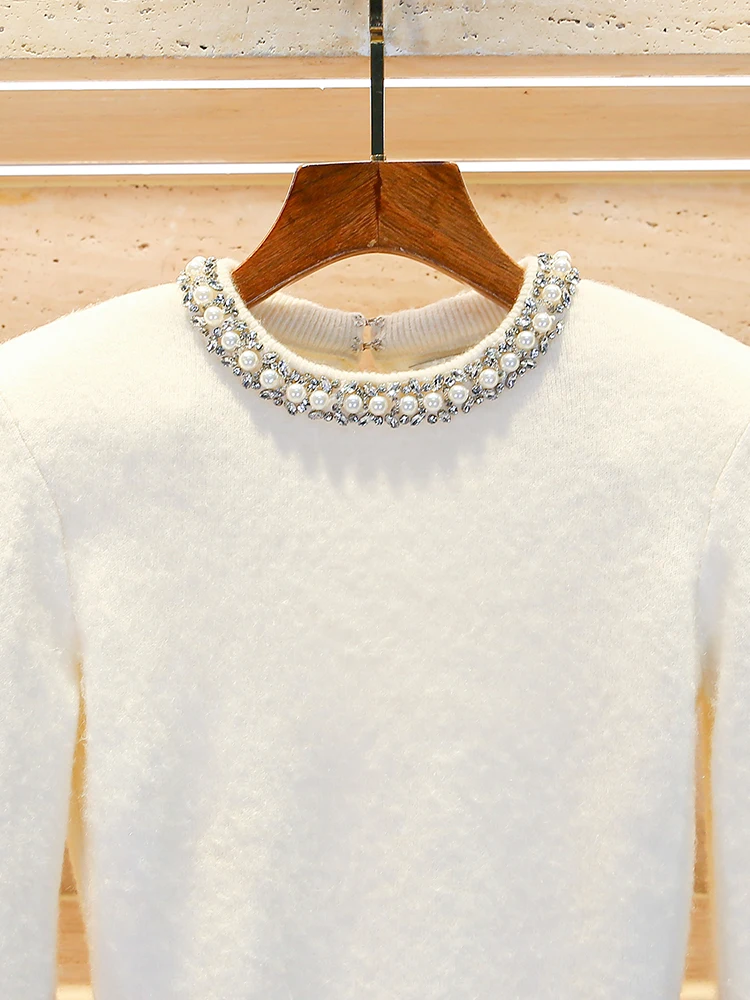 

Luxury European Sle Women's Knitted Sweater Bead Embellied Heavy Work Small Fraance Sle Top Quali Chinese Production