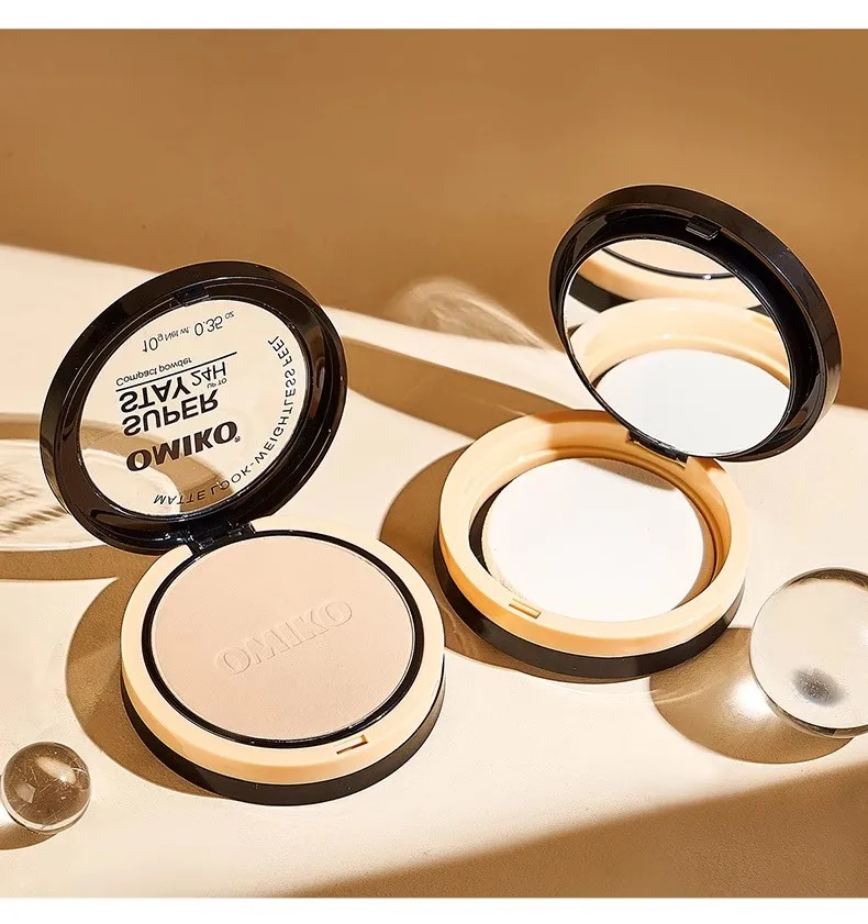 プレストパウダーメイクアップ 防水 長持ち フルカバレッジ フェイスコンパクト セッティングファンデーション オイルコントロール 3色