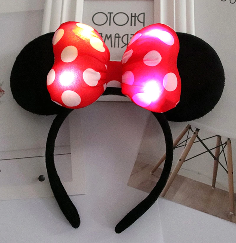 Disney Hair Bow Headband Minnie Mickey Mouse Polka Dot Bow DY black ear headband Christmas hair accessories