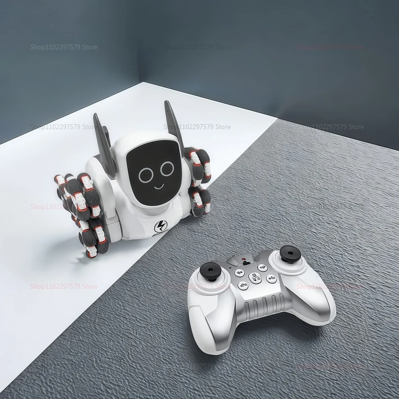 كلب ميكانيكي للتحكم عن بعد بثمانية عجلات 2.4G 4WD 360 °   كلب روبوتيك للموسيقى الديناميكية بمفتاح واحد للأطفال والحيوانات الأليفة والألعاب