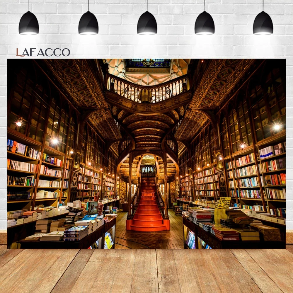 Laeacco Retro College Library Ancient Books Background Conference Graduation Party Interior Adults Portrait Photography Backdrop