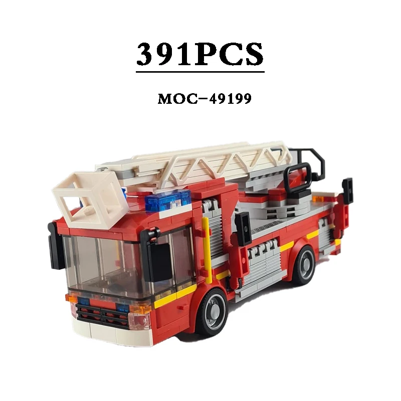 Building Block MOC-49199 Fire & Rescue Engine Pump Ladder City Fire Department 391PCS Birthday Gift Christmas Toys