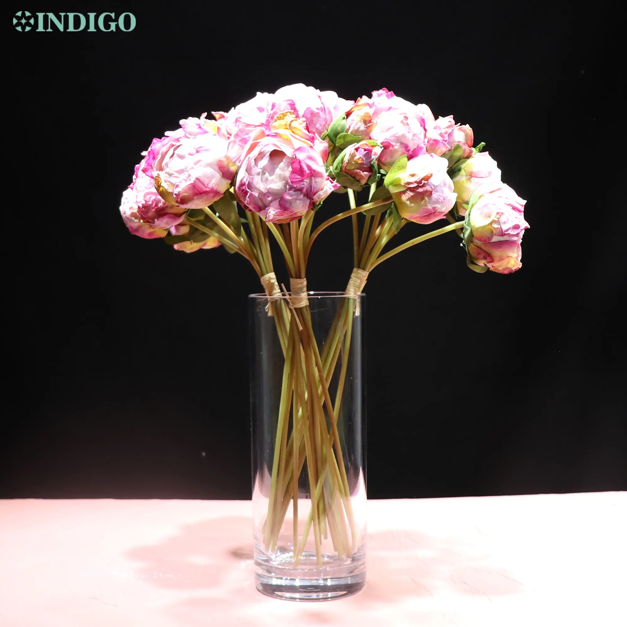 INDIGO-Peony Bouquet Rose for Home Decoration, Artificial Silk Flower, Wedding Gift, Event Party Display, 9 Stems per Lot