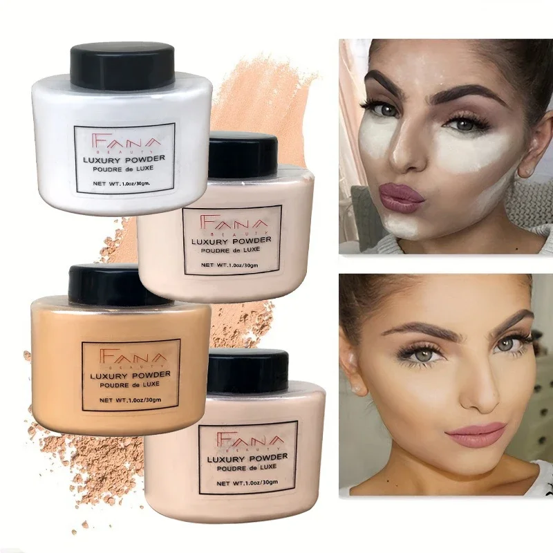 Ensemble de poudre de fond de teint pour le visage, 4 couleurs, luxe, pour femmes, outil de maquillage de beauté, contrôle de l'huile de banane en vrac