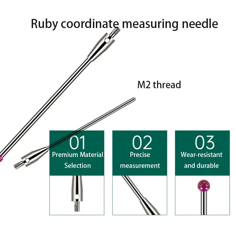 Trois aiguilles de mesure coordonnées, aiguille tactile en rubis M2, mesure de haute précision, aiguille de mesure durable et résistante à l'usure