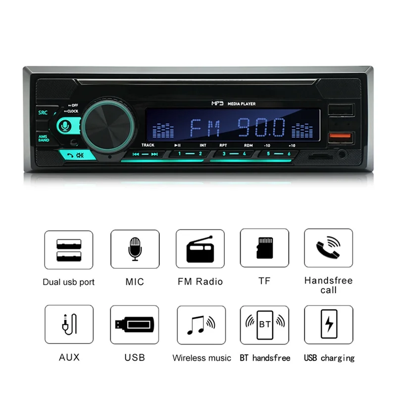 CABE-1Set 4Channel 45W Car Radio Car Bluetooth MP3 Player Multifunction Plug-In U Disk Car Radio With Multi-Color Function For C