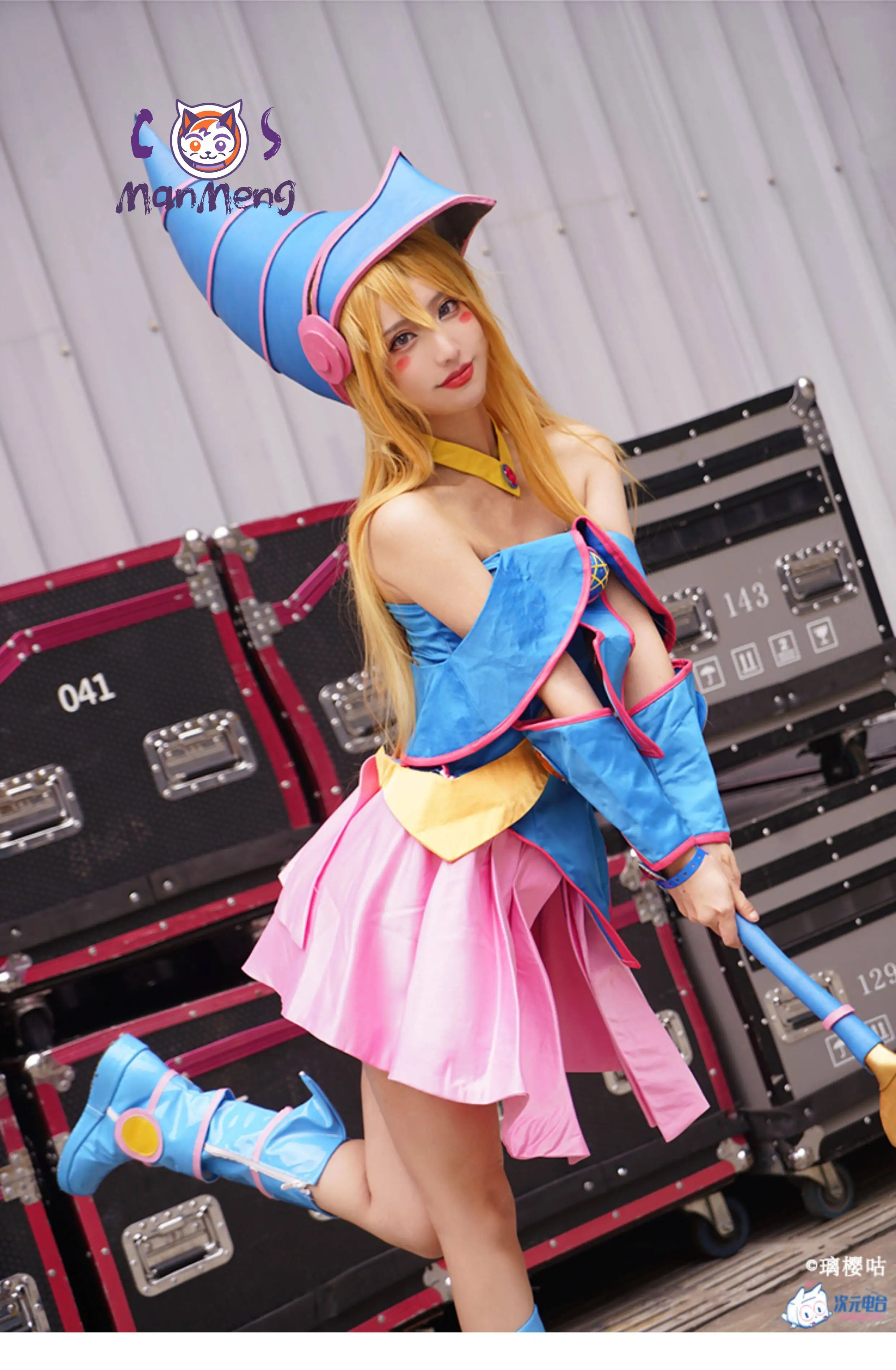 

Dark Magician Girl Anime Yu-Gi-Oh Cosplay Costume with Hat Women's sexy blue jumpsuit Wig necklace Halloween party uniform