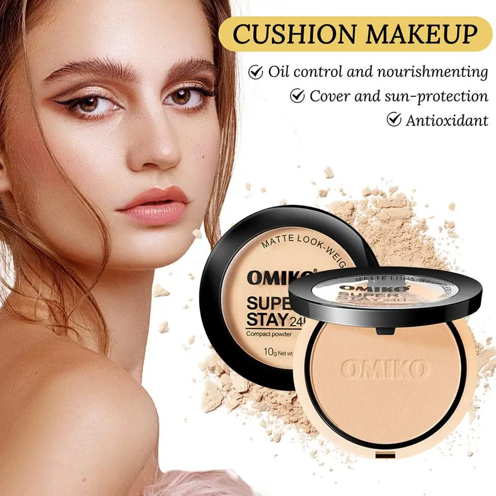 Pressed Powder Waterproof Long-lasting Full Coverage Face Compact Setting Powder Makeup Foundation Oil 3 Color Control Cosmetics