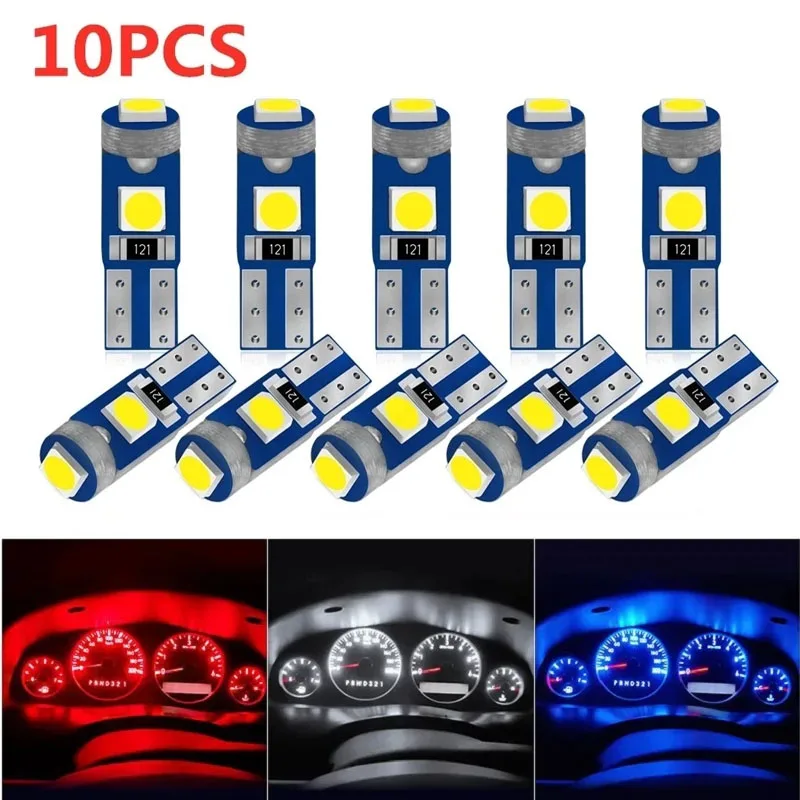 

10Pcs T5 Led Bulb W3W W1.2W waterproof Led Smart wick Car Interior Lights Dashboard Warming Indicator Wedge Auto Instrument Lamp