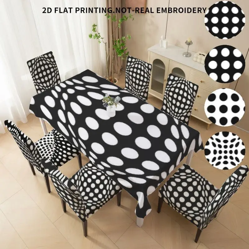 Elastic dining chair cover bow chair cover tablecloth visual effect geometric black and white modern style 2D flat pattern