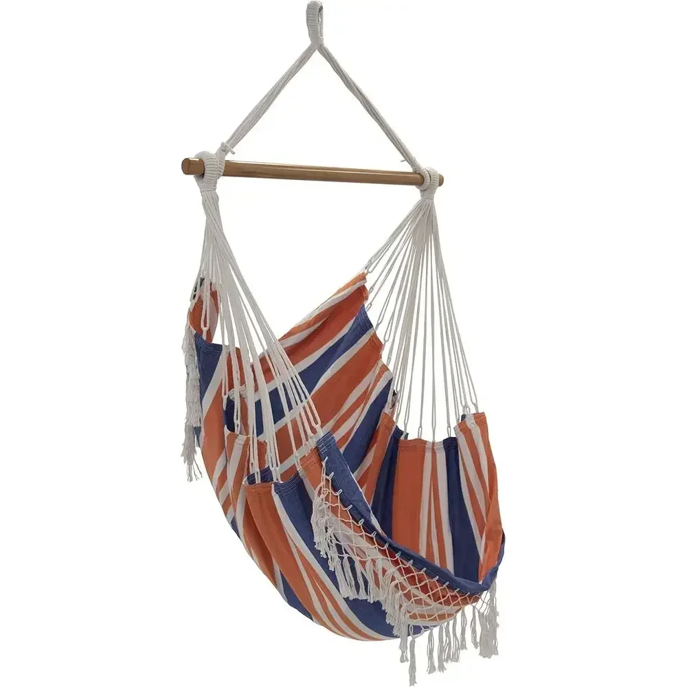 Orange Punch Cotton Hammock Chair with Hardwood Spreader - 250 lb Capacity