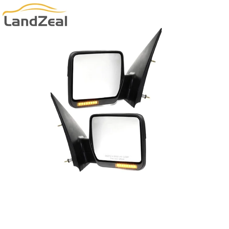 1Pair Black Texture 7225B-04-ESH Power Heated Towing Tow Side Mirrors  LED Turn Signals For 2004-2006 Ford F150